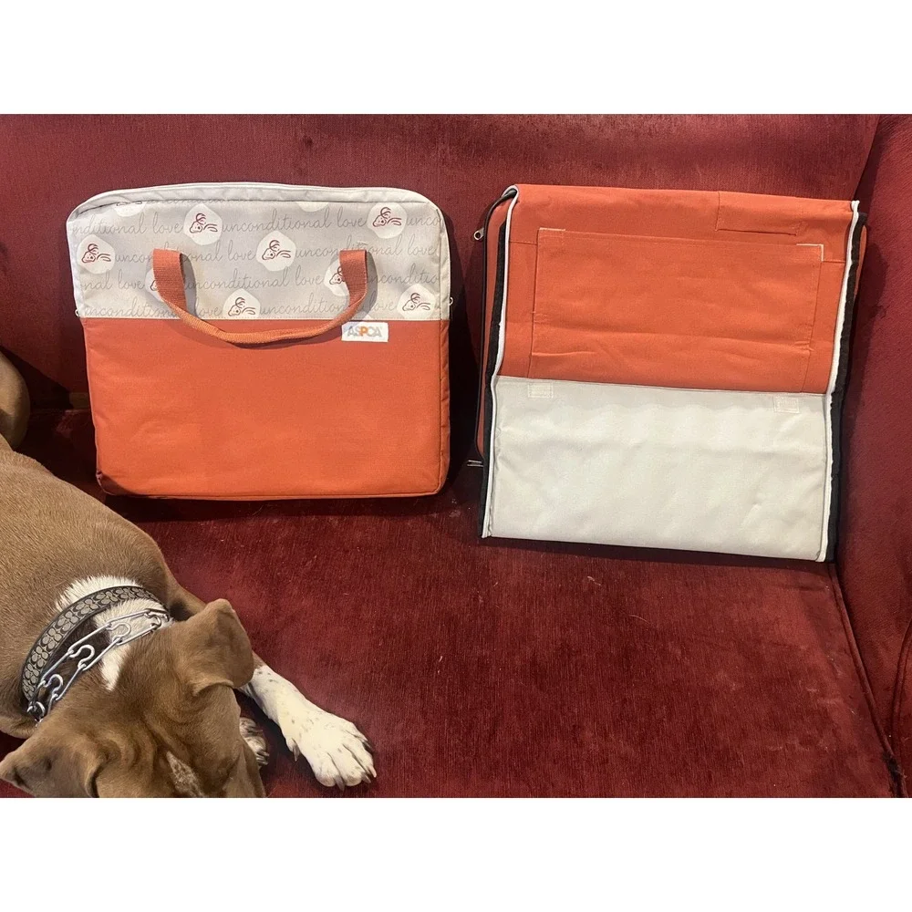 ASPCA COLLECTION Small Dogs 15lbs COLLAPSIBLE TRAVEL CARRIER Orange/Gray S
